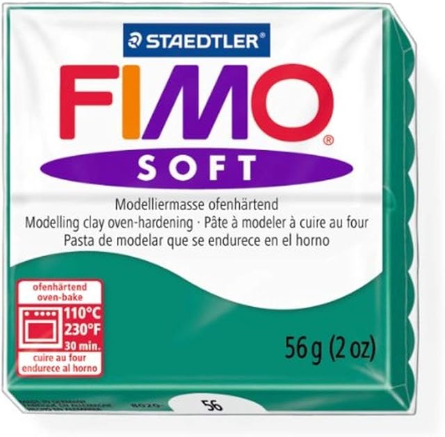 Staedtler Fimo Soft Emerald (56) Oven Bake Modelling Clay Moulding Polymer Block Colour 56g (1 Pack)