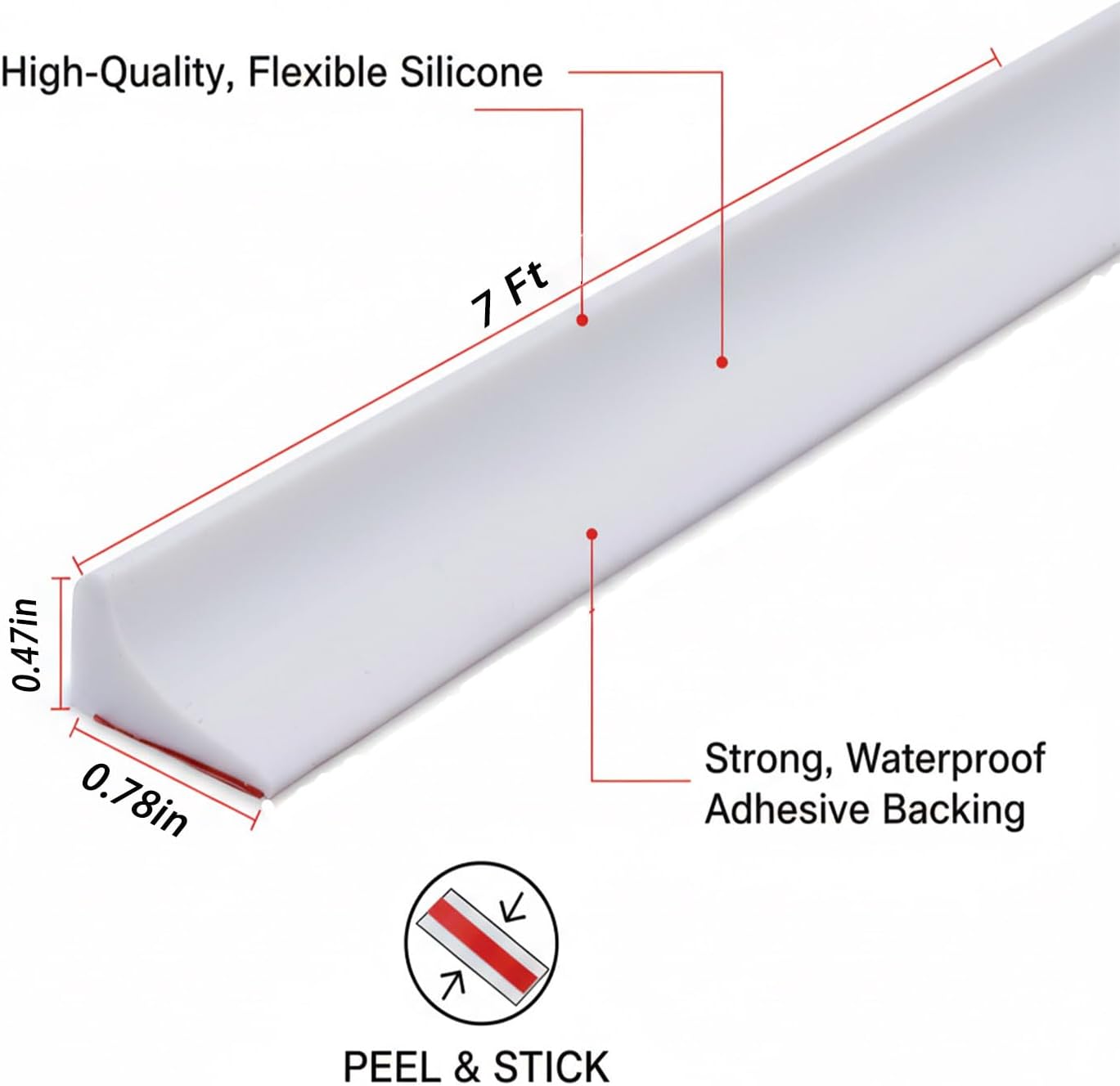 7FtShower Threshold Water Dam, Self-Adhesive Silicone Waterproof Barrier, Leak-Proof, for Showers, Bathtubs, Sinks, for Dry And Wet Separation Caulk Seal Strip Edge Trim (Grey)