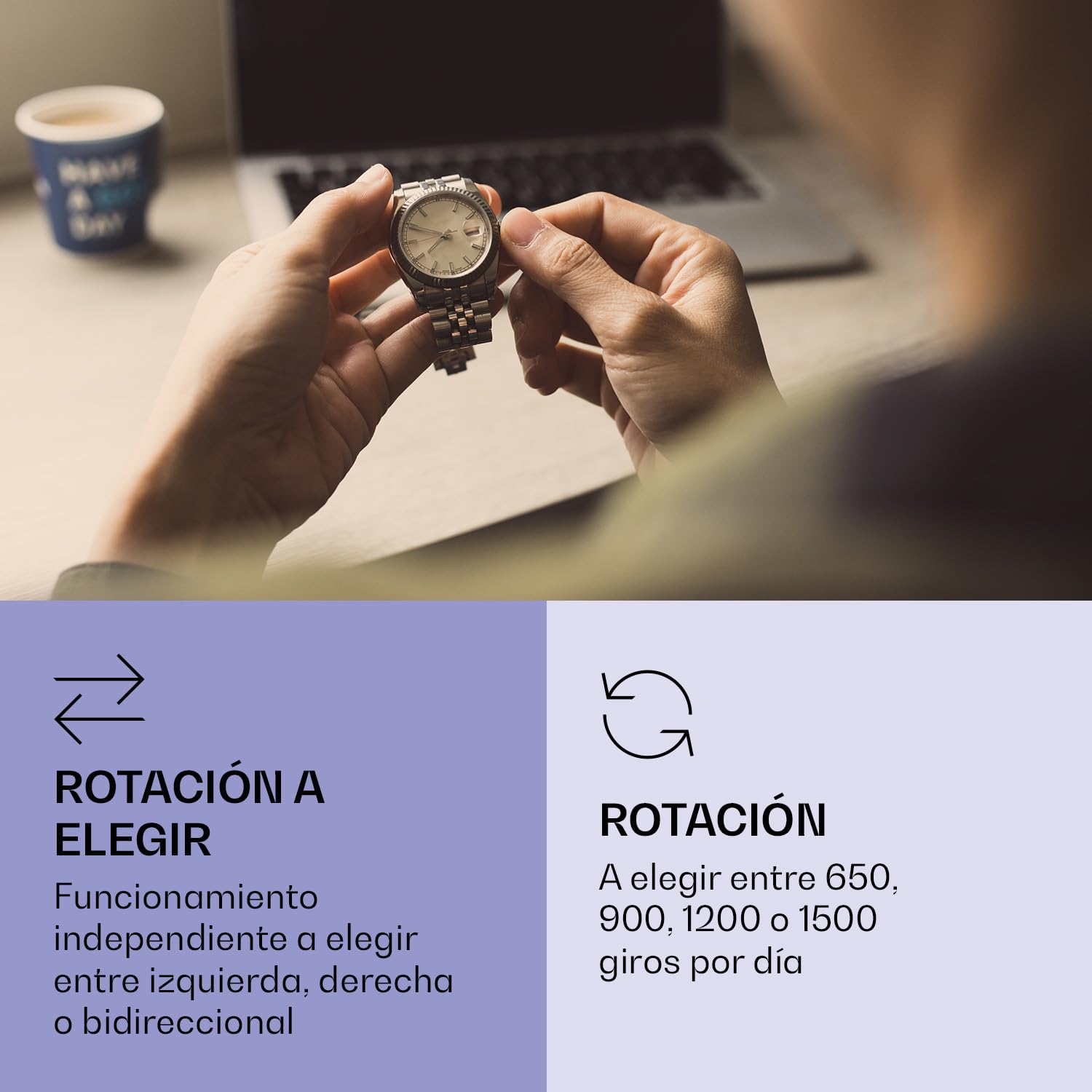 KLARSTEIN St. Gallen ll - Estuche para Relojes Giratorio, Rotación Ajustable, 4 programas: 650/900 / 1200/1500 TPD, Iluminación LED, Panel de Control táctil