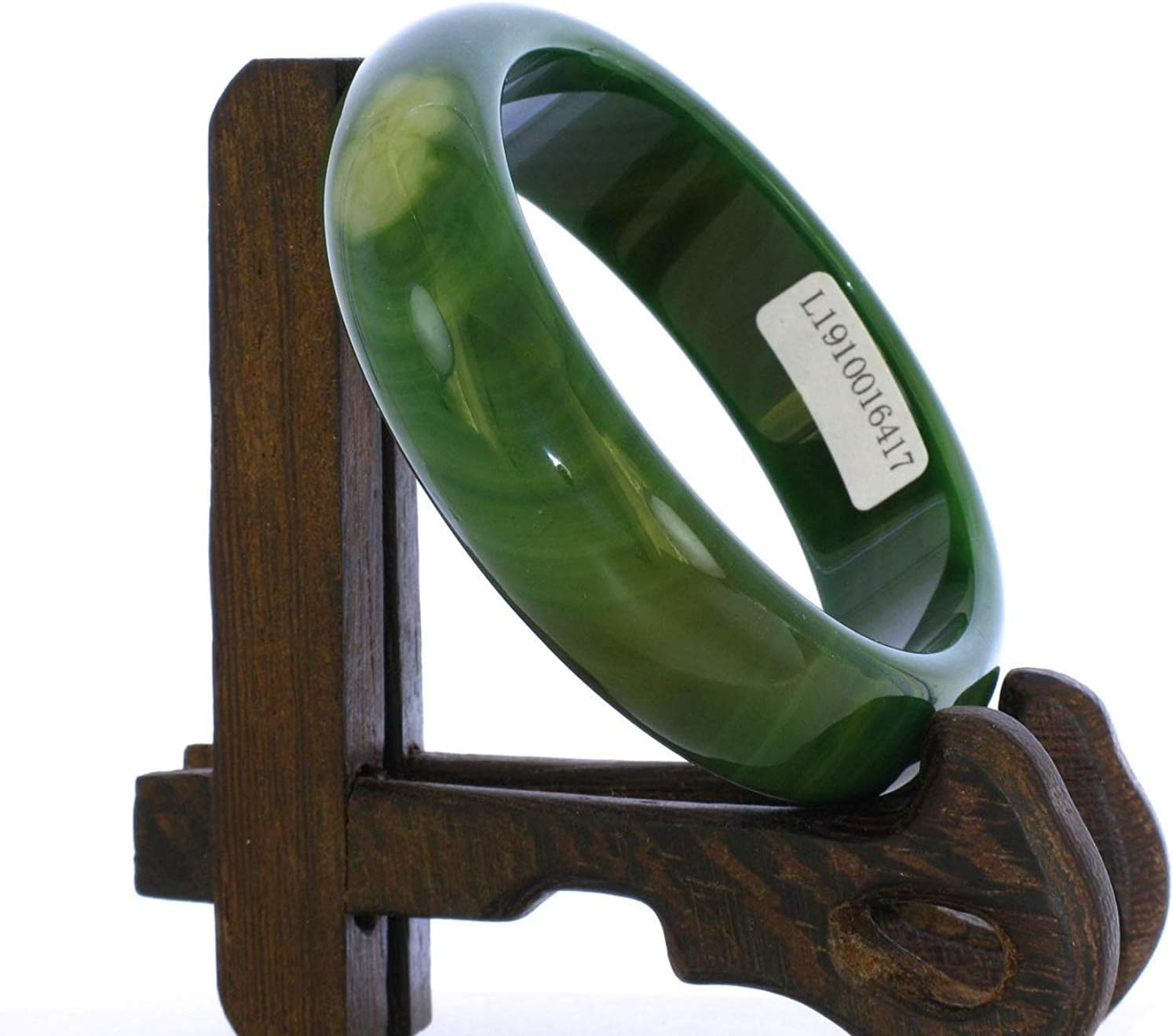 2.2" China Certified Nature Green Chalcedony Jade Women's Bangle Bracelets 6417