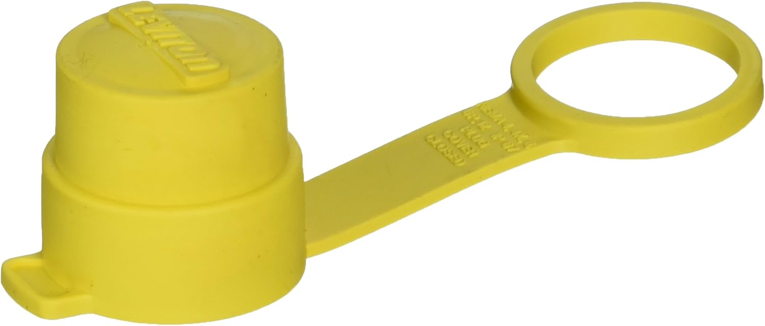 Leviton 14W Watertight Cap For Straight Blade Plugs In I5 Amp and 20 Amp, and Locking Plugs In 15 Amp, Wetguard IP66 , Yellow