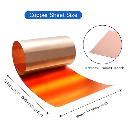 Miniatura 23 de Rollo de hoja de cobre, rollo de cobre intermitente 39.370x11.811x0.016 in (LxWxT) aplicable a varios proyectos de reparación de casas y bricolaje