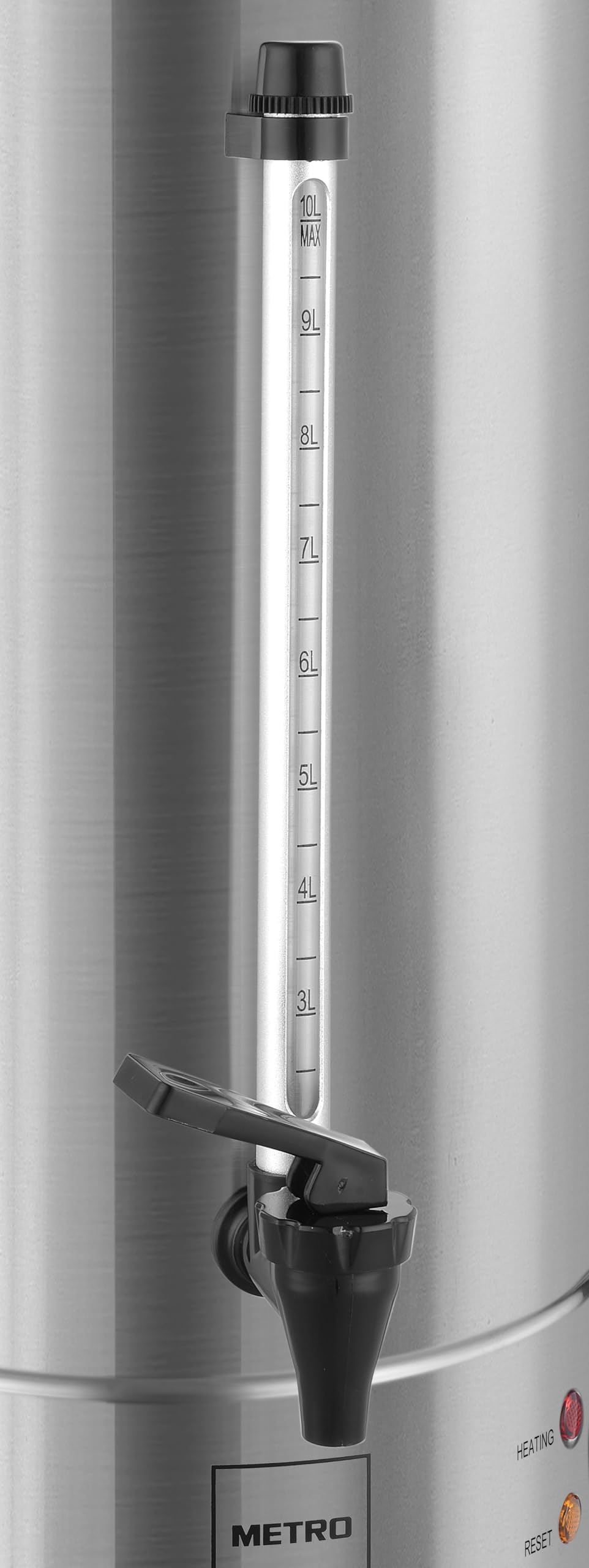 METRO Professional Bollitore GWB1010, acciaio inox/plastica, 10 L, 65 tazze/40min, gamma temperatura: 55-100°C, 1300 W, funzione anti-surriscaldamento, ideale per caffè o tè