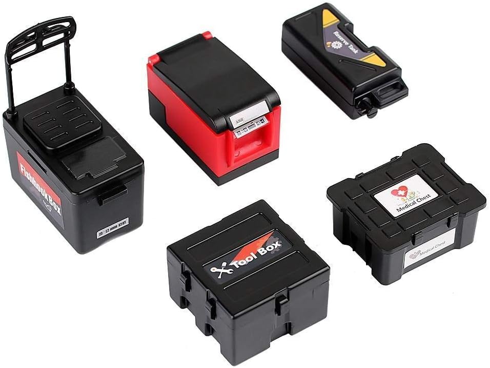 Plastic Simulation Fishing Box Medical Chest Tool Case for 1:10 RC Crawler Car Traxxas TRX4 TRX6 Axial SCX10 90046-5Pc Set Black