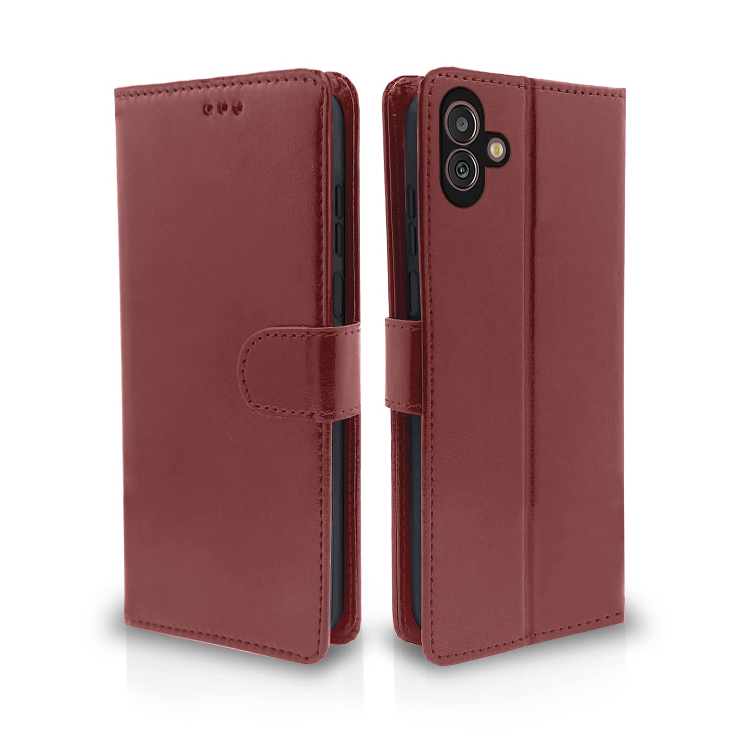 Pikkme Samsung Galaxy M13 5G Flip Case Leather Finish | Inside TPU with Card Pockets | Wallet Stand | Magnetic Closing | Complete Protection Flip Cover for Samsung Galaxy M13 5G (Brown)