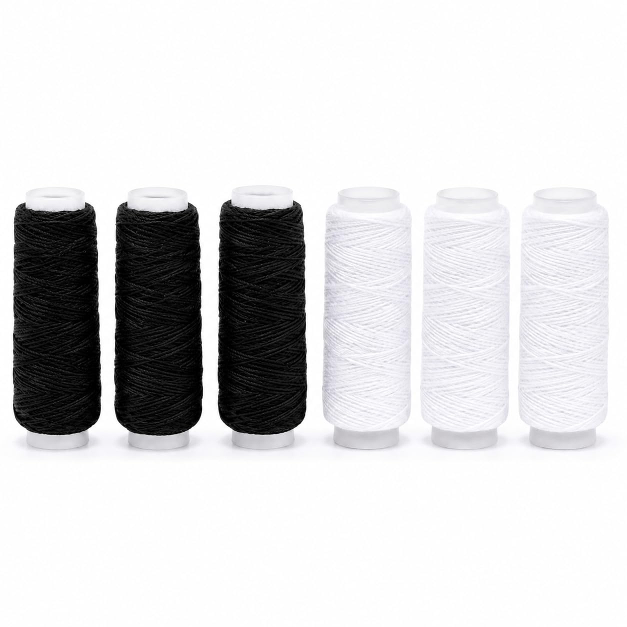 6PCS 30m Shirring Elastic Thread, 0.5mm Stretch Sewing Thread Black White