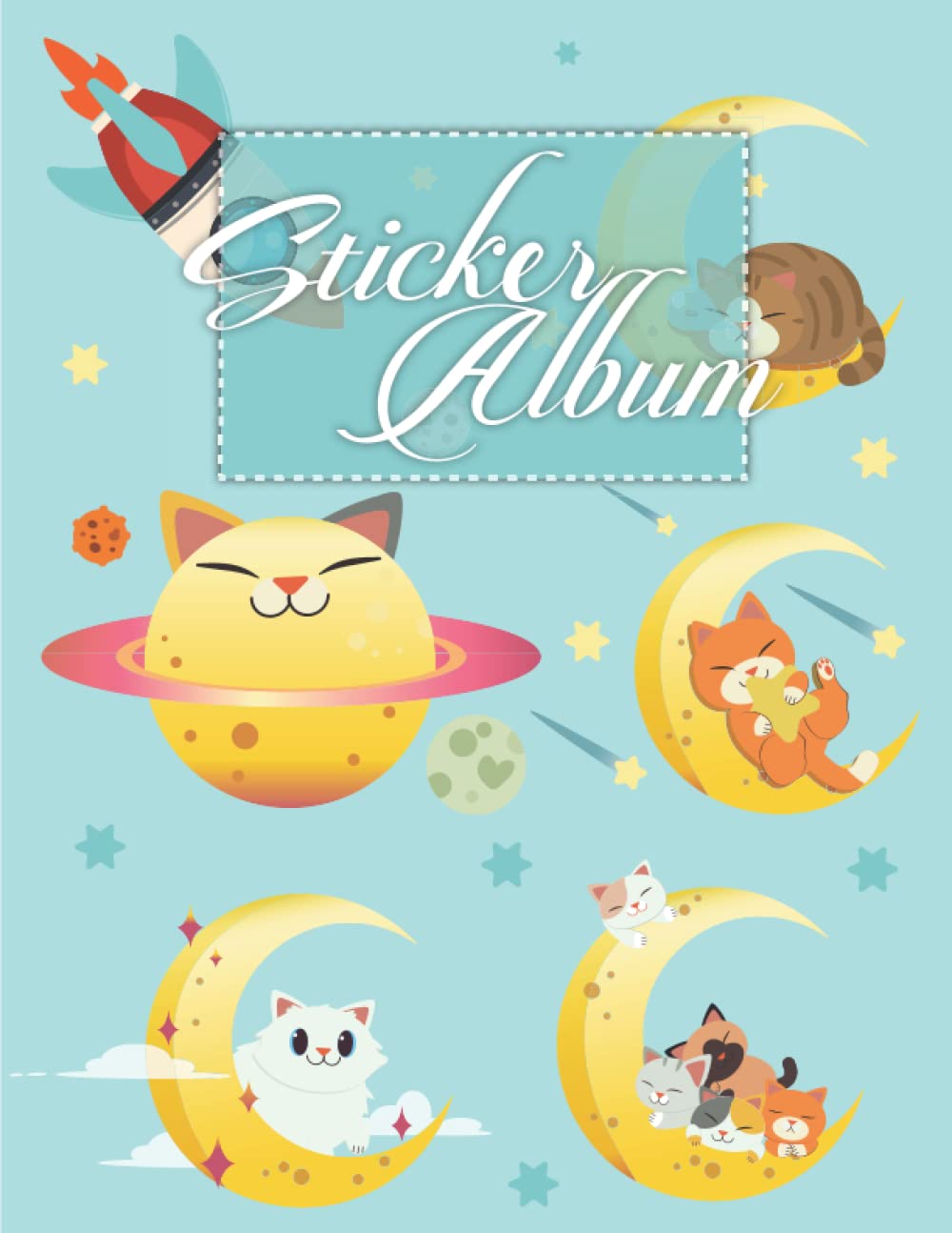 Sticker Album Cats With Moons: Sticker album My Favorite Book Sticker Journal 8,5"x11" Collecting Album Activity Book for , Children, Boys & Girls ... - Sticker Book collection Cats With Moons