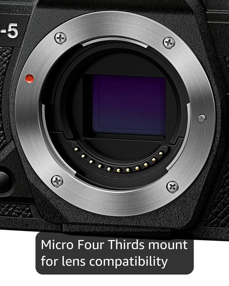 OM SYSTEM Olympus OM-5 Black Micro Four Thirds System Camera Outdoor Camera Weather Sealed Design 5-Axis Image Stabilization 50MP Handheld High Res Shot