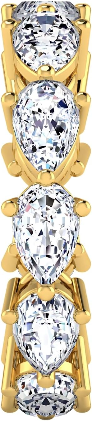3.94 CTW Pear Cut Diamond Eternity Ring for Women in 14K White/Yellow Gold, E-F Color VS Clarity, Luxury Bridal Wedding Band, Size 6.5, Fine Jewelry Gift - Image 5