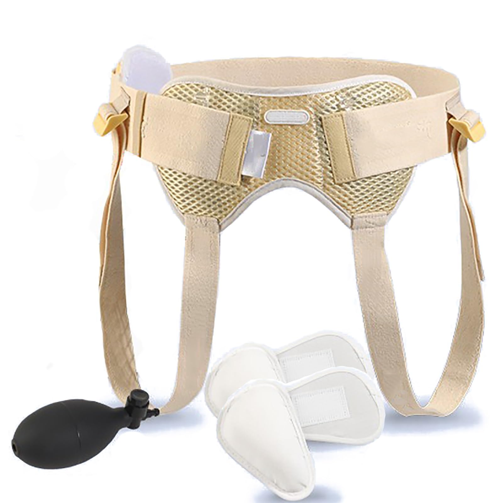 Cintura per Ernia Inguinale per Uomo e Donna con 4 Cuscinetti a Compressione e Airbag Gonfiabili, Fascia Supporto Addominale per Cinto per Ernia Inguinale