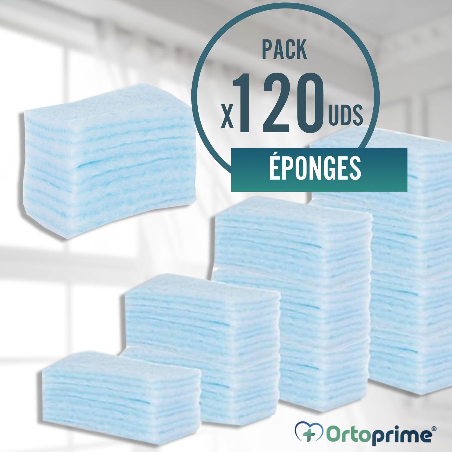 OrtoPrime 120 Éponges Savonneuses Jetables pour bébés, enfants et adultes -Gants de Toilette Jetables à Usage Unique -Gant toilette jetable pour Peau Sensible- Pack de 5 x 24 Éponges avec Savon.