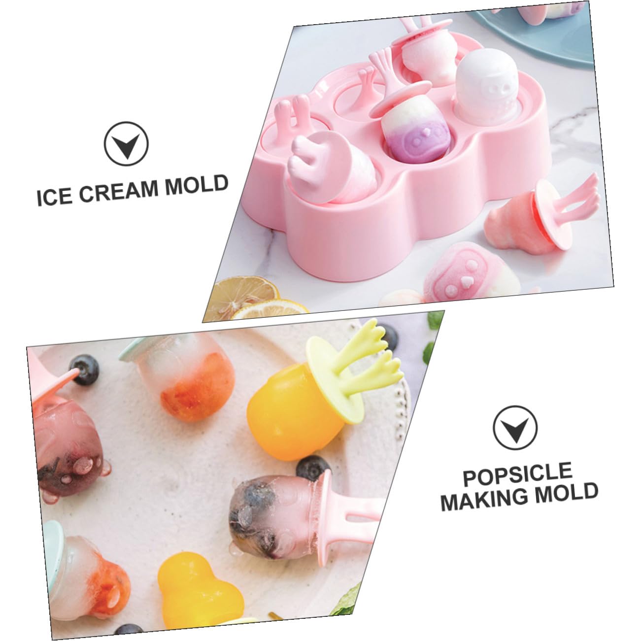 4ensembles Moules à Glace Silicone pour Soi-même Moules à Glace Réutilisables pour Jus de Fruits Crèmes Dessert et Yaourts