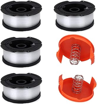 Line String AF-100 Trimmer Replacement Spool, 30ft 0.065" Autofeed String Trimmer Line Replacement Spool for Black&Decker String Trimmers4 Spools+ 2 Caps+2 Springs/30ft