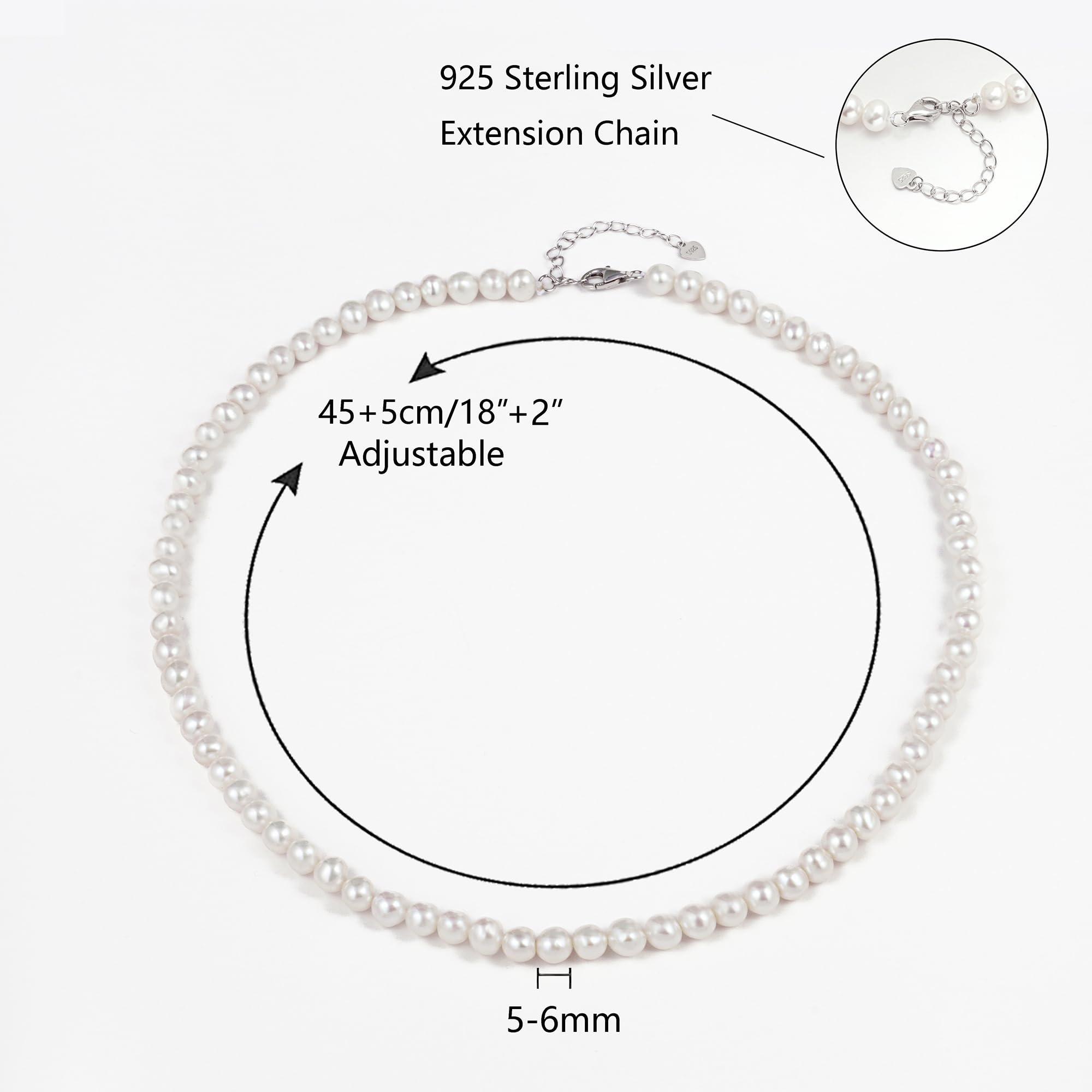 Perlenkette Perlen Halskette Süßwasser Zuchtperlen Schmuck Ketten enthalten luxuriösen Geschenk Box für Damen Geschenke für Geburtstags,Hochzeit