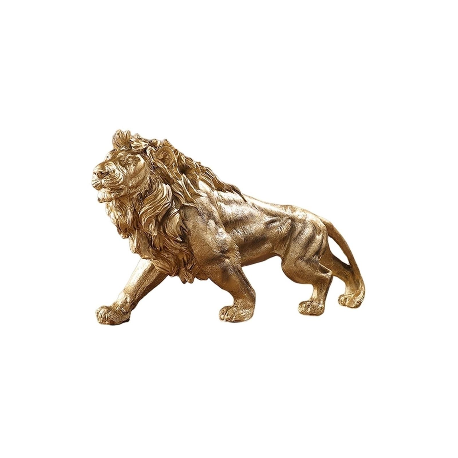 Statues décoration intérieure lion 7 pouces : sculpture dorée de bureau chic