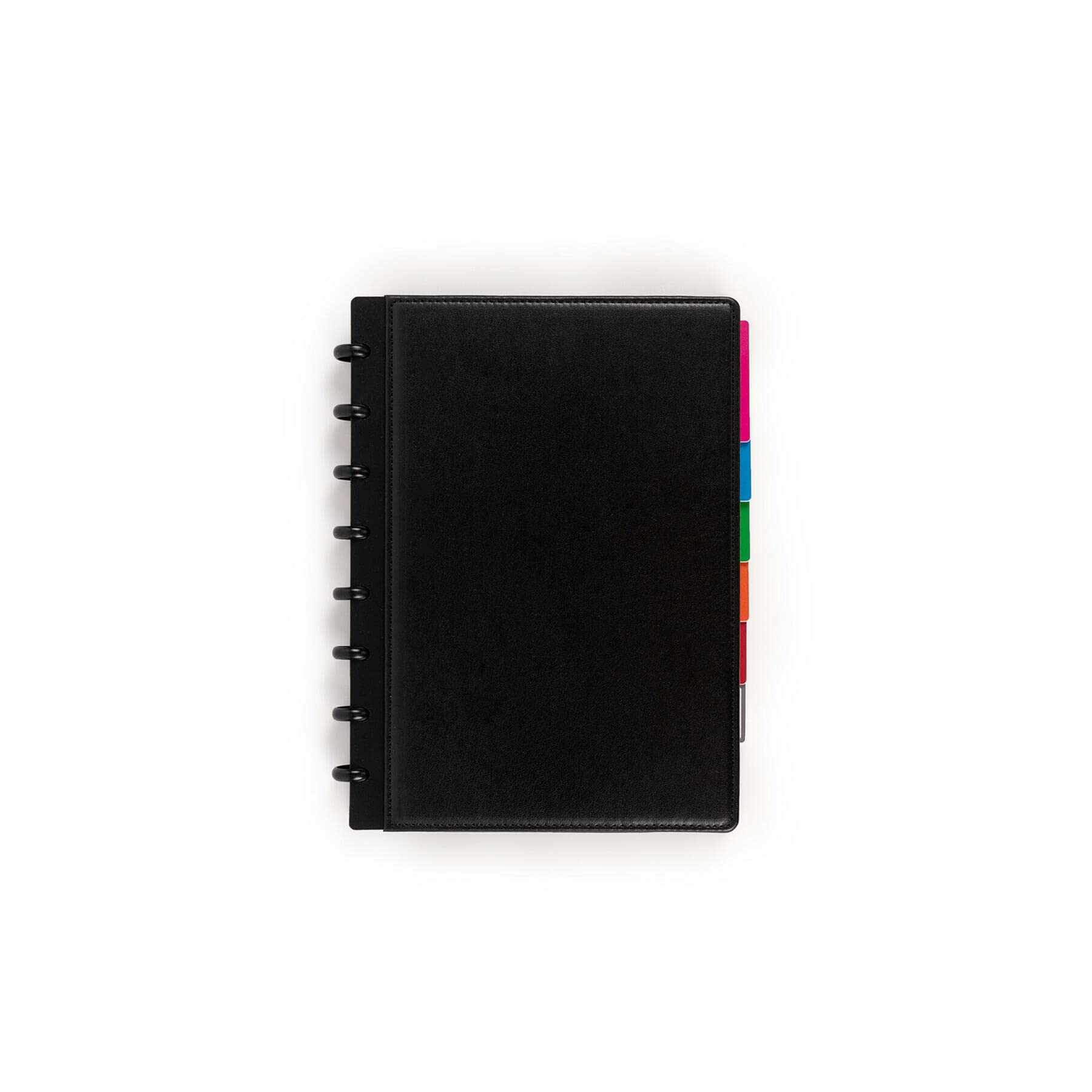 Black vegan leather cover for discbound notebooks - Modular Reusable Smart Notebook A5