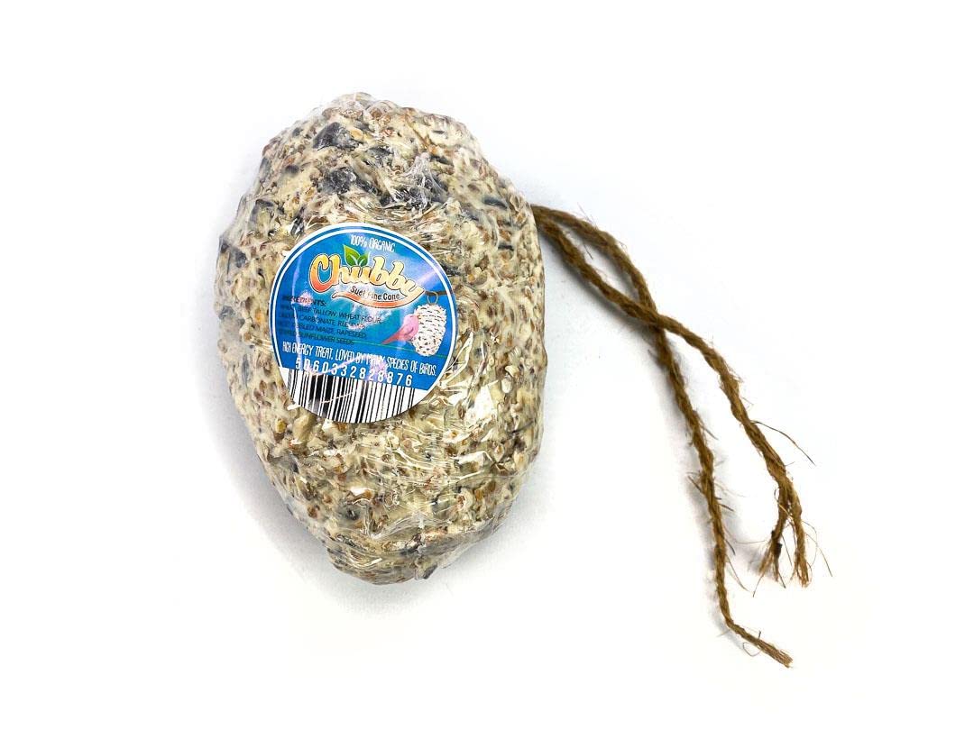 Bird Seeds Pine Cones - Box of 6, Bird Feeders, Suet filled with Pine Cone, Hanging Feeders for Window or Garden, Made with Compostable Material, Comes with Coconut Fibre cord for easy hanging