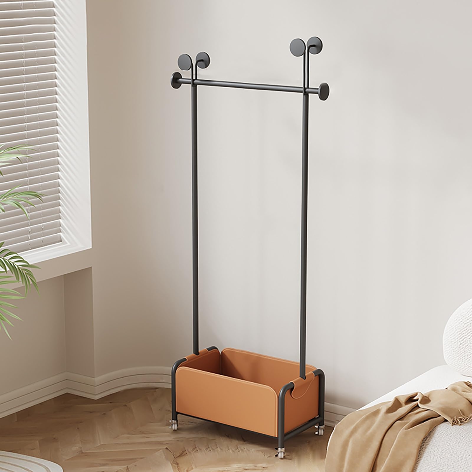 Porte-vêtements avec roulettes noir 80cm et étagères pour placard