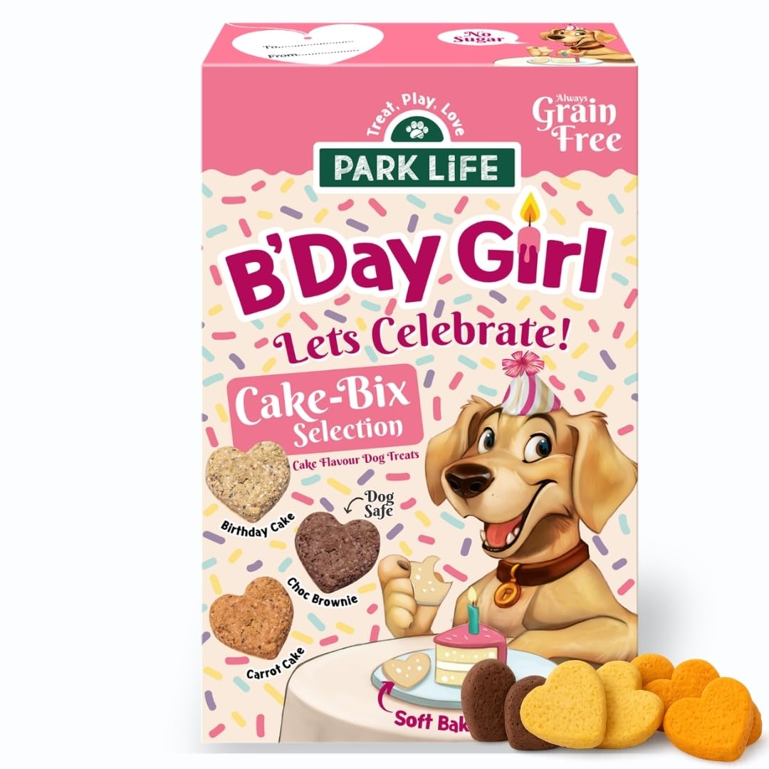 PARK LiFE Cake-Bix B'Day Girl Cake Selection, Dog Treat, Puppy Training Snack, 240g
