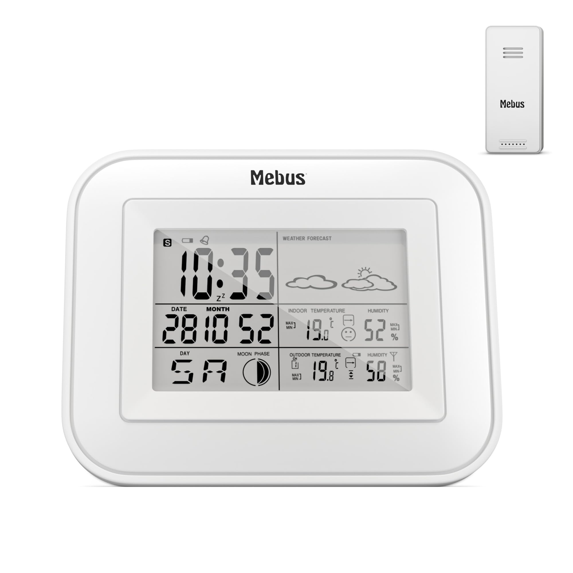 Mebus Funk-Wetterstation Funksteuerung (DCF 77) Modell 40649 – Innen/Außen-Thermometer, Mondphasen