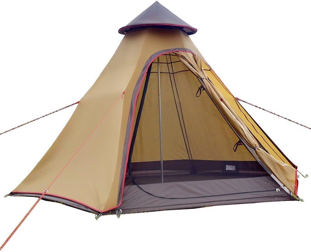 TentHome Waterproof Double Layers Teepee Tent Outdoor Camping 3.1M/10ft Family Tent Pyramids Indian Tent With fixed Groundsheet