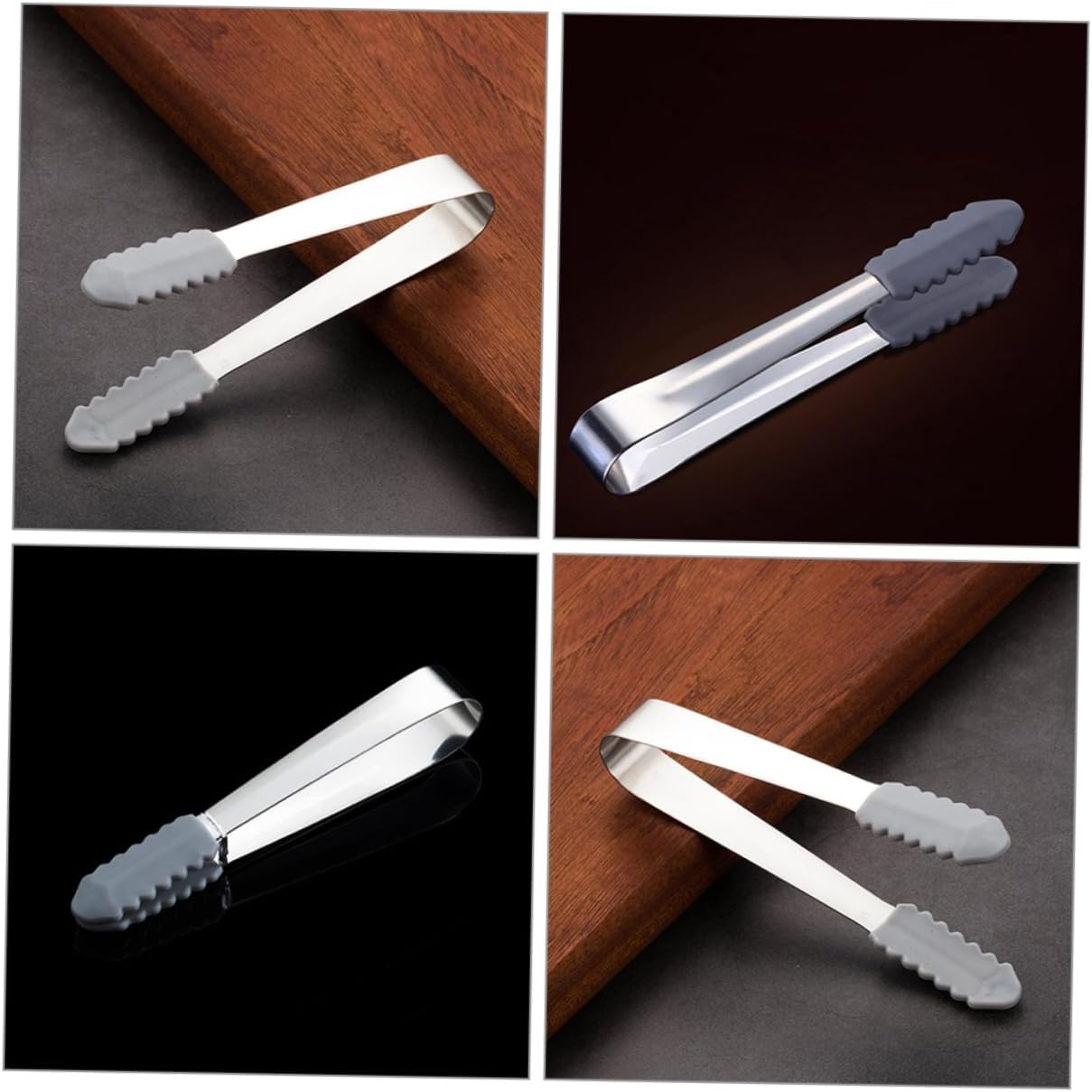 GLEAVI 2pcs Stainless Steel Ice Cube Tongs with Grip Versatile Kitchen Tool for Cookies Bbq and More Portable and Lightweight Design for Easy Use