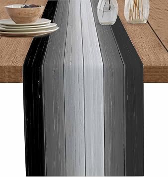 DecorLovee Black Gray Table Runners 90 Inches Long, Farmhouse Vintage Gradient Wooden Plank Farmhouse Table Runner Dress Scarves, Decorative Coffee Tablerunner for Kitchen Island/Party Decor 13"x90"