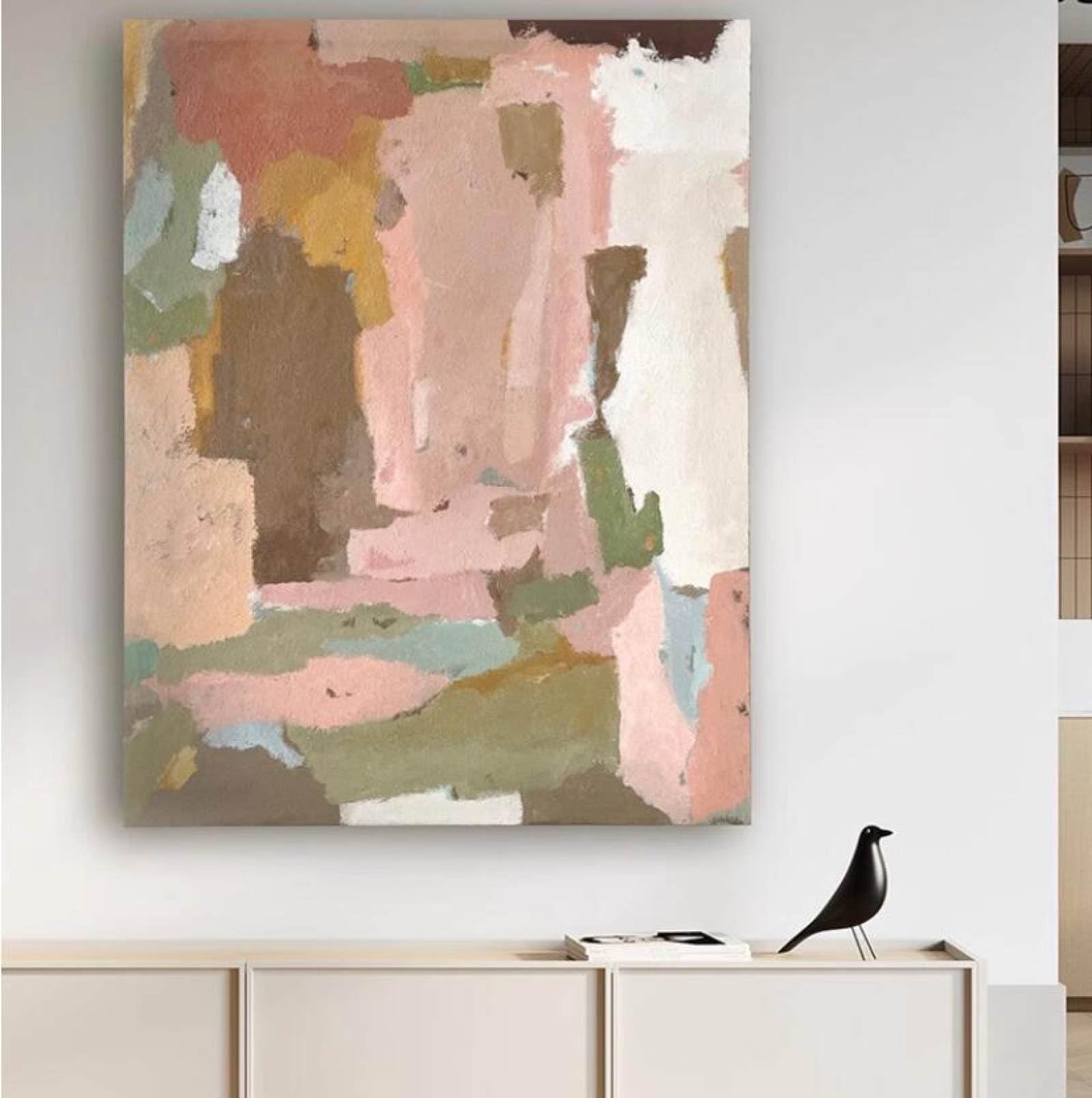 Peinture à l'huile sur toile abstrait minimaliste pour créer un salon chaleureux et design