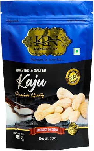 Kajwam Cashews Roasted & Salted |W320 Kaju 100 g Pack | Healthy Crunchy Snack