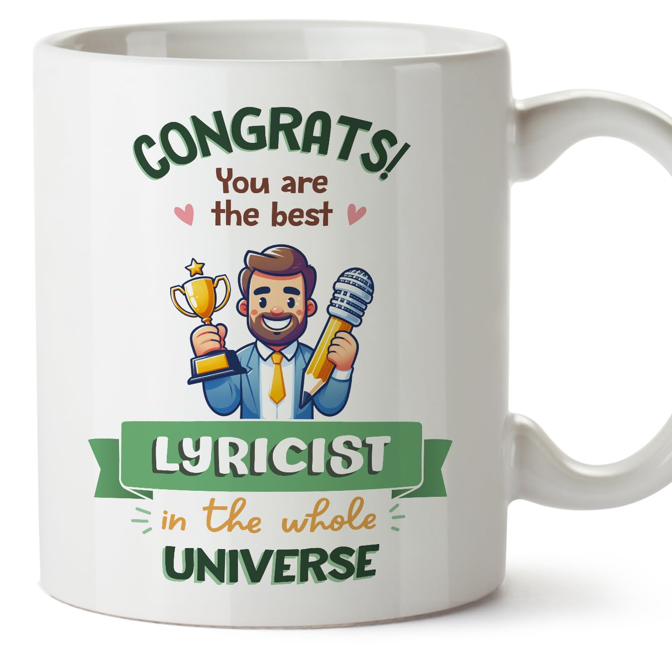 MUGFFINS Lyricist Man Mug - in English - Best in Universe Trophy - Funny Gift for Colleagues - Ceramic 11oz Mug