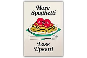 More Spaghetti Less Upsetti Black Slogans Wall Print Retro Kitchen Wall Decor
