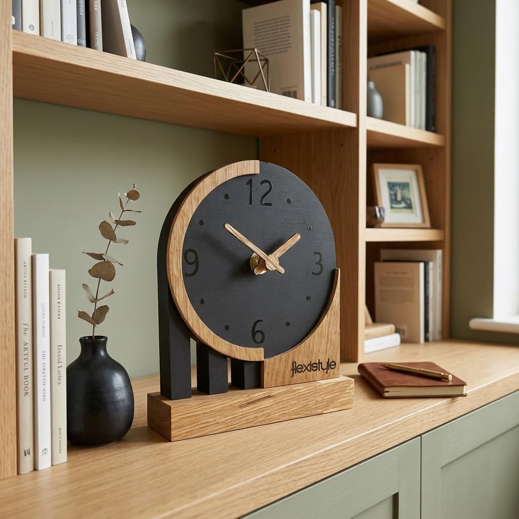 FLEXISTYLE Moderno Reloj de pie pequeño de Madera Roble salón baño (Estilo 3)