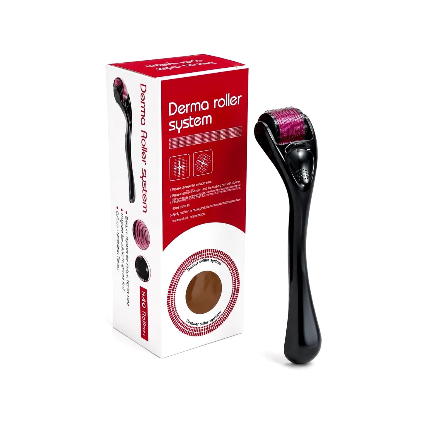 Derma Roller System for Face, Beard & Hair Growth | Microneedling Roller for Skin Rejuvenation, Acne Scars, Fine Lines & Serum Absorption | 540 Titanium Micro Needles-image-20
