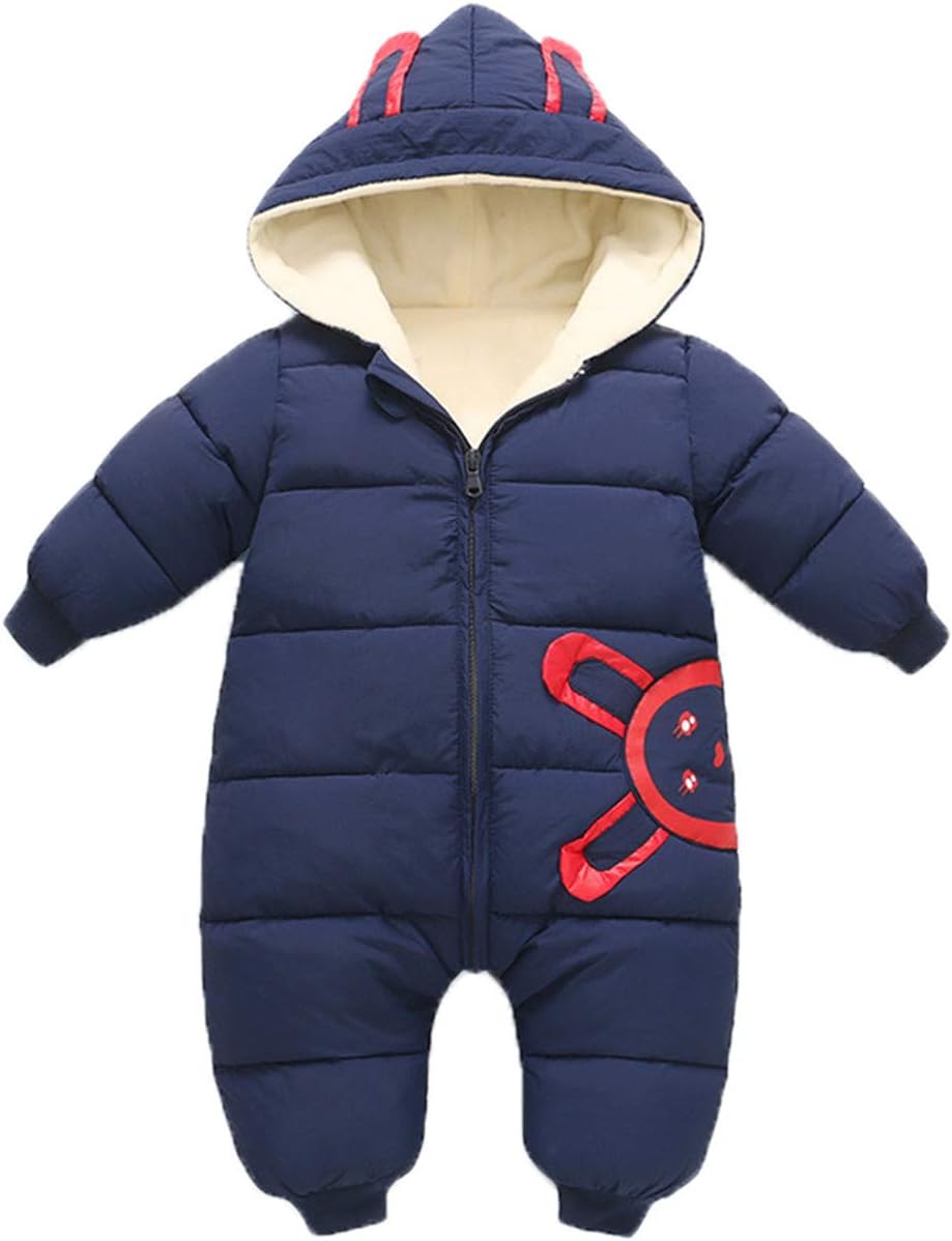 Baby Girls Boys One Piece Winter Hooded Ladybug Print Warm Puffer Onesies Jumpsuit Snowsuit Romper