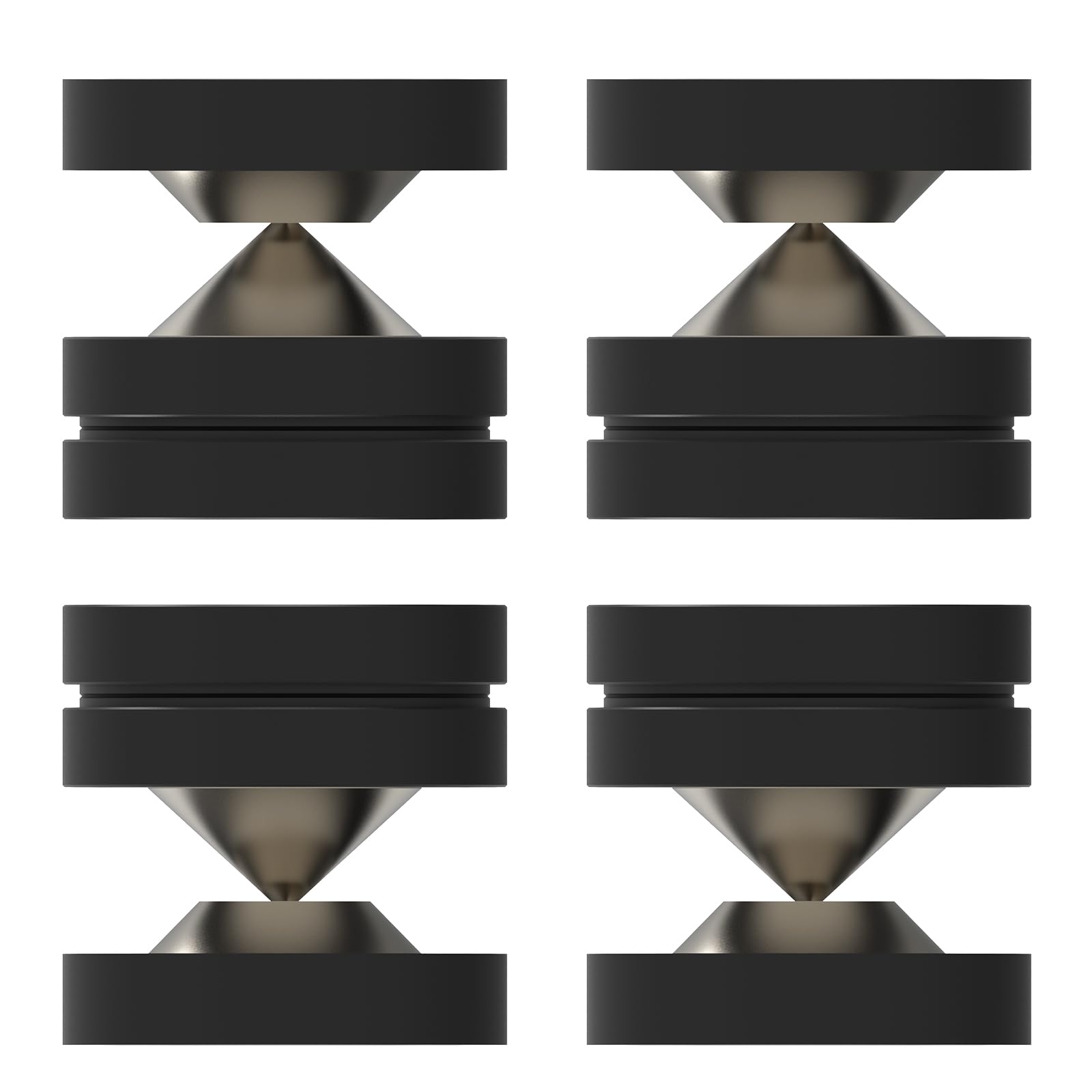 Lautsprecher Spikes 4 Sets 39mm×39mm Lautsprecherfüße mit POM Edelstahl-Lautsprecherpads HiFi Geräte Füße für HiFi-Lautsprecher, Subwoofer, Audioverstärker, DAC und CD-Player (Schwarz)