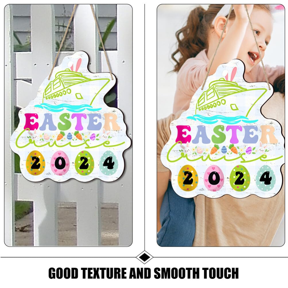Targa Decorativa Da Porta In Acrilico Per Pasqua, Forma Con Scritta 'Happy Easter', Circa 30x28 Cm, Riutilizzabile - 2
