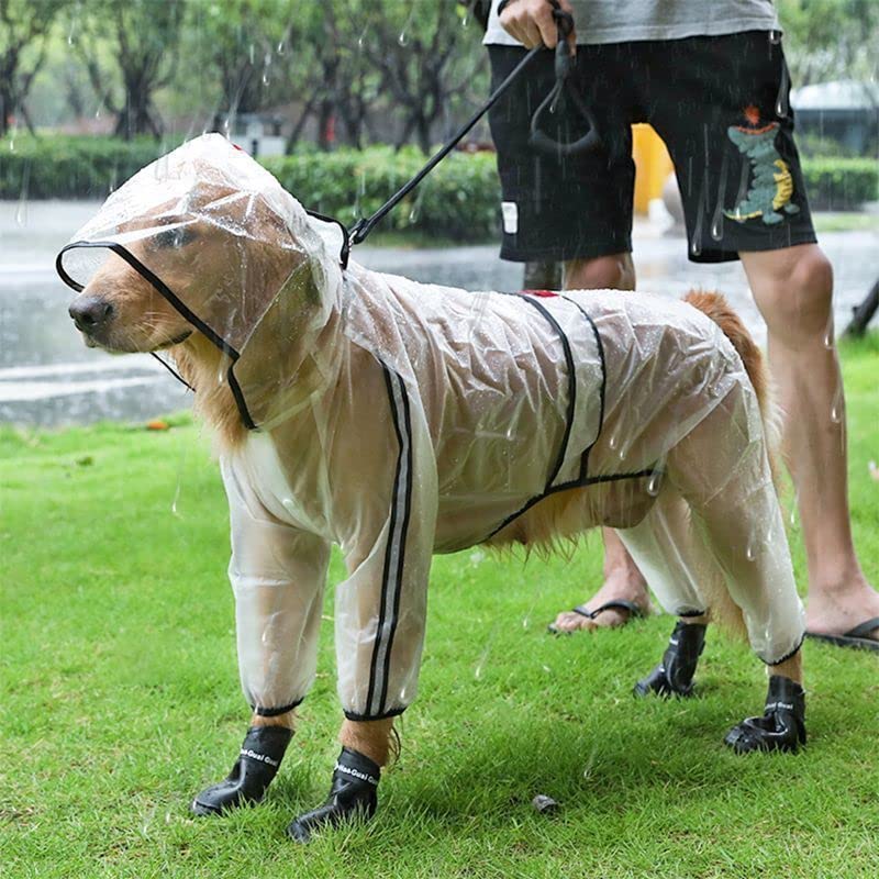 BT Bear Hunde-Regenmantel mit Beinen, transparent, vierbeinig, wasserdicht, mit reflektierenden Streifen und Kapuze, Overall für große Hunde (7XL)
