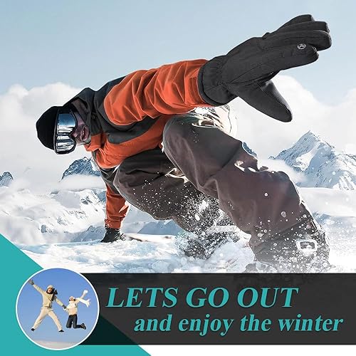 Miniatura 5 de AXBXCX Guantes de esquí resistentes al agua, guantes de snowboard para pantalla táctil, guantes de nieve cálidos con aislamiento Thinsulate, para