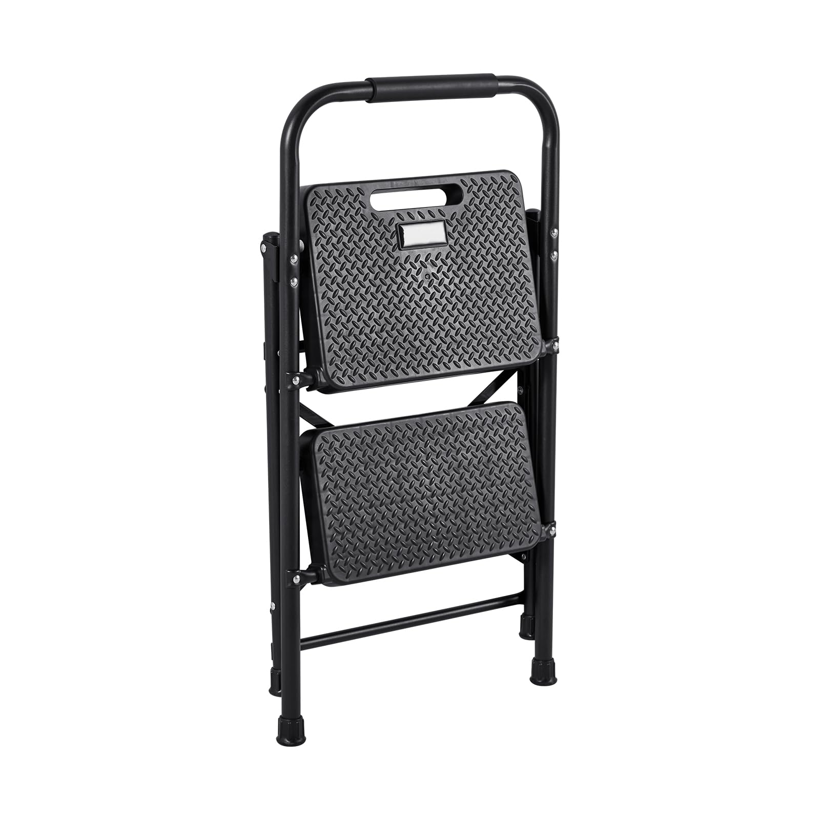 VEVOR Escalera Plegable de 2 Peldaños, Escalera de Tijera con Estructura de Acero, Capacidad de Carga Máx. 272 kg, con Asa Superior de Goma y Pies Antideslizantes, Utensilio para Hogar Cocina Oficina