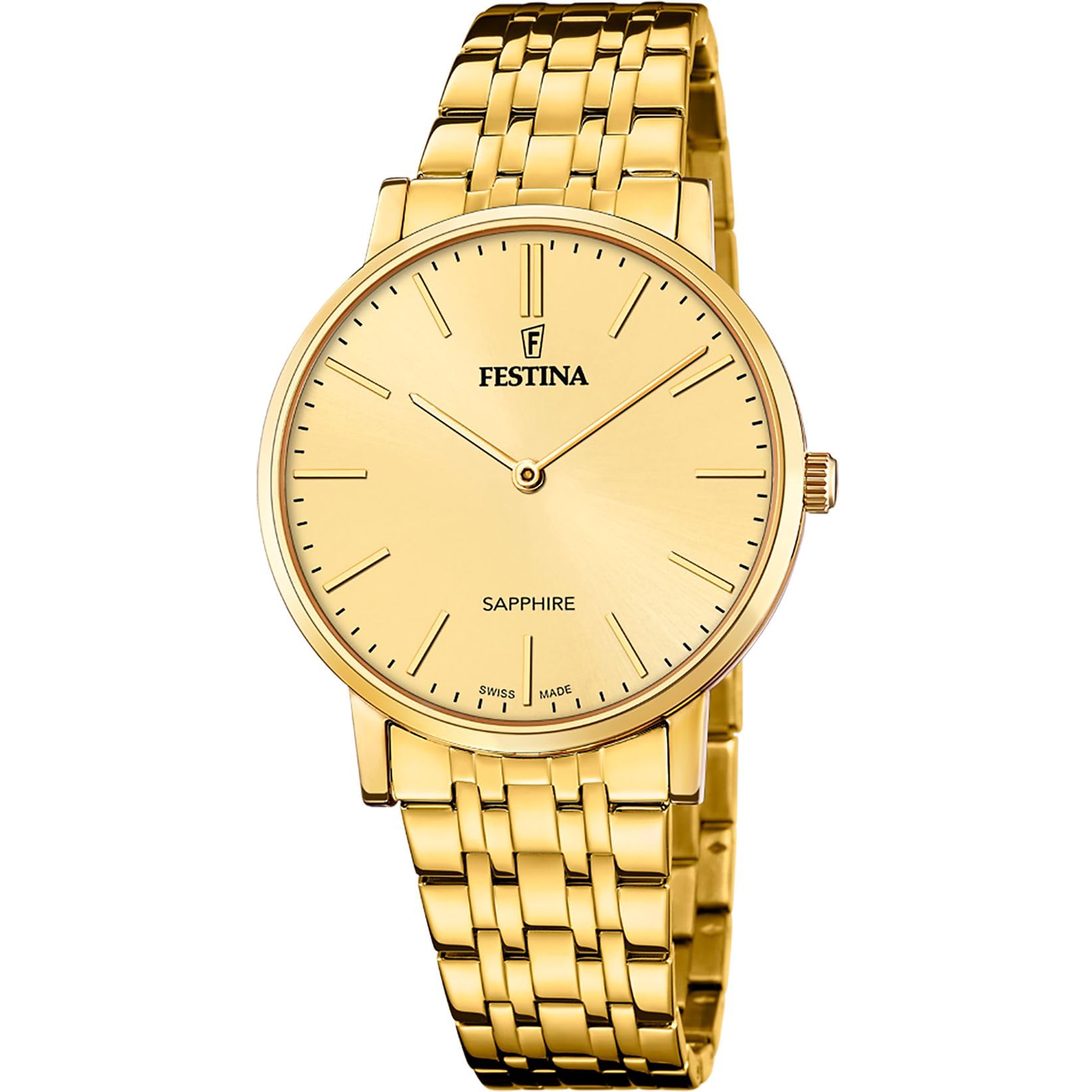 Festina Swiss Made Orologio Uomo in Acciaio Inossidabile 316l Dorato