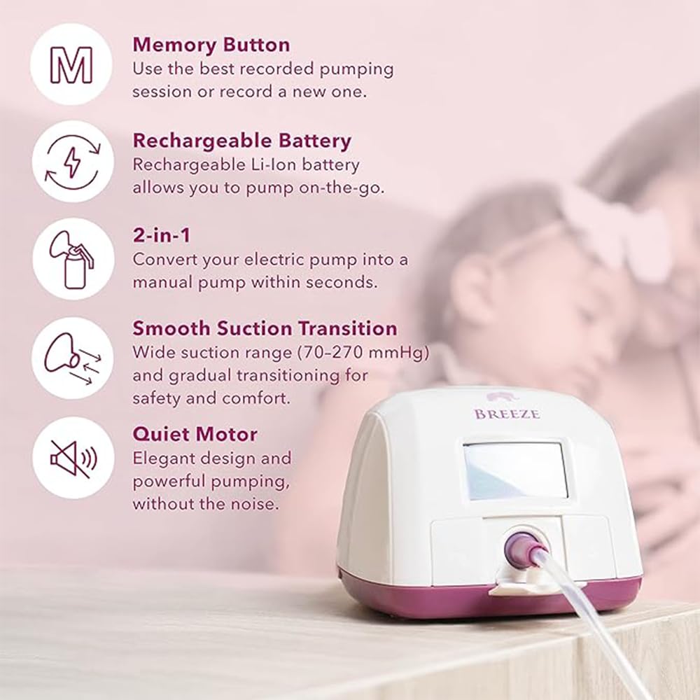 Rumble Tuff Breeze with Peak Enhanced Waveform Technology | Sistema chiuso | Tiralatte elettrico | Pulsante di memoria intelligente | Supporto per pompaggio virtuale con consulente per l'allattamento