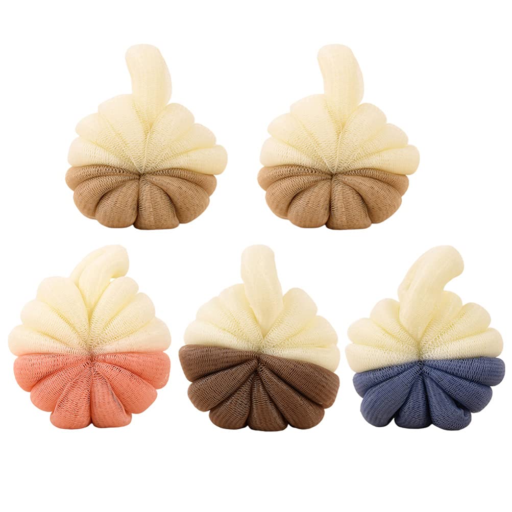 Gąbka do czyszczenia kuli kwiatowej do kąpieli: kula gąbkowa do kąpieli Loofahs 5 szt. Płuczka do pleców Puff do czyszczenia ciała kąpielowego (mieszany kolor)