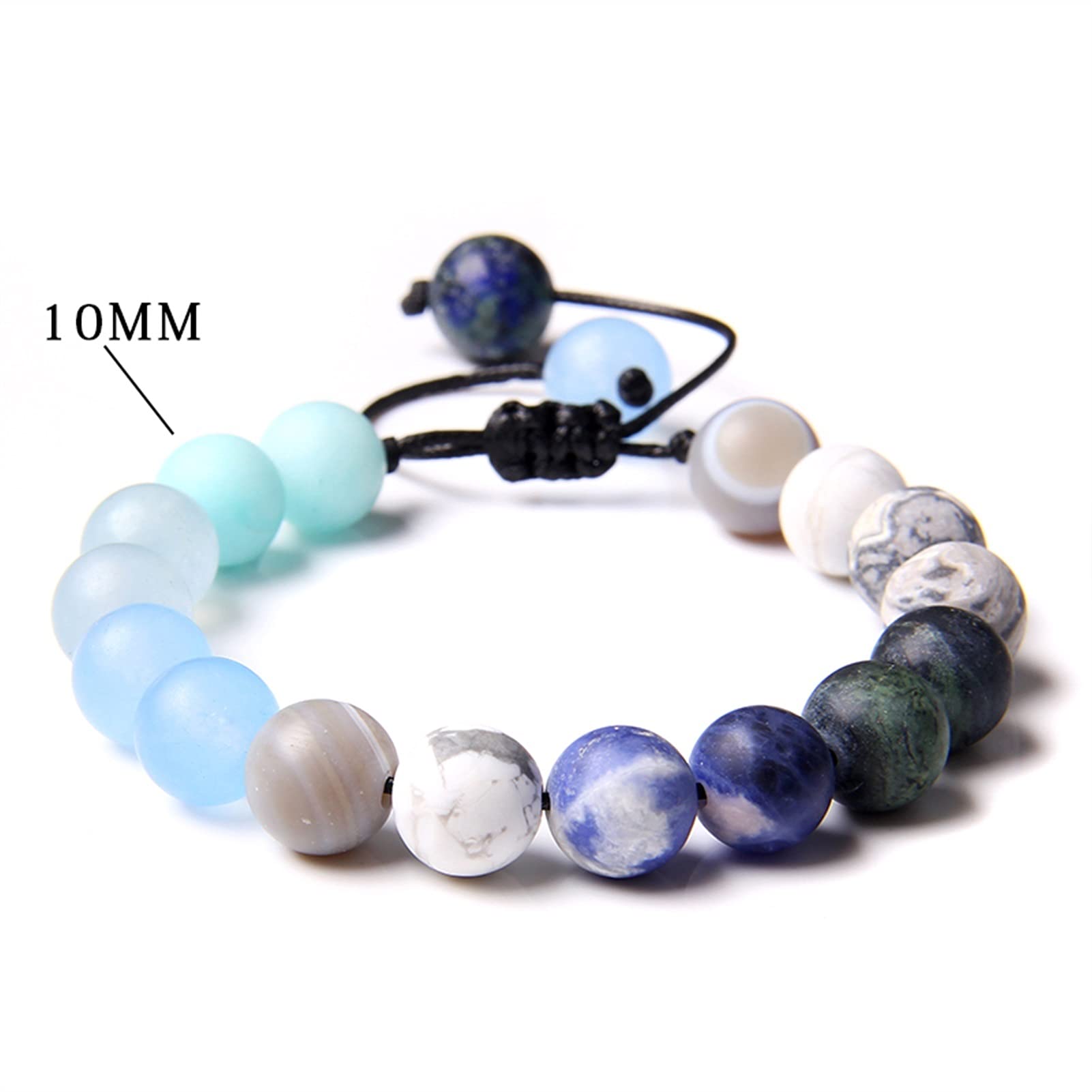 Naturstein-Armband, natürliche Chakra-Steine, Perlen-Armbänder, Herren, Vintage, verstellbar, schwarzes Seil, geflochtenes Armband für Frauen, gewebter Kettenschmuck, Armband-Schmuck