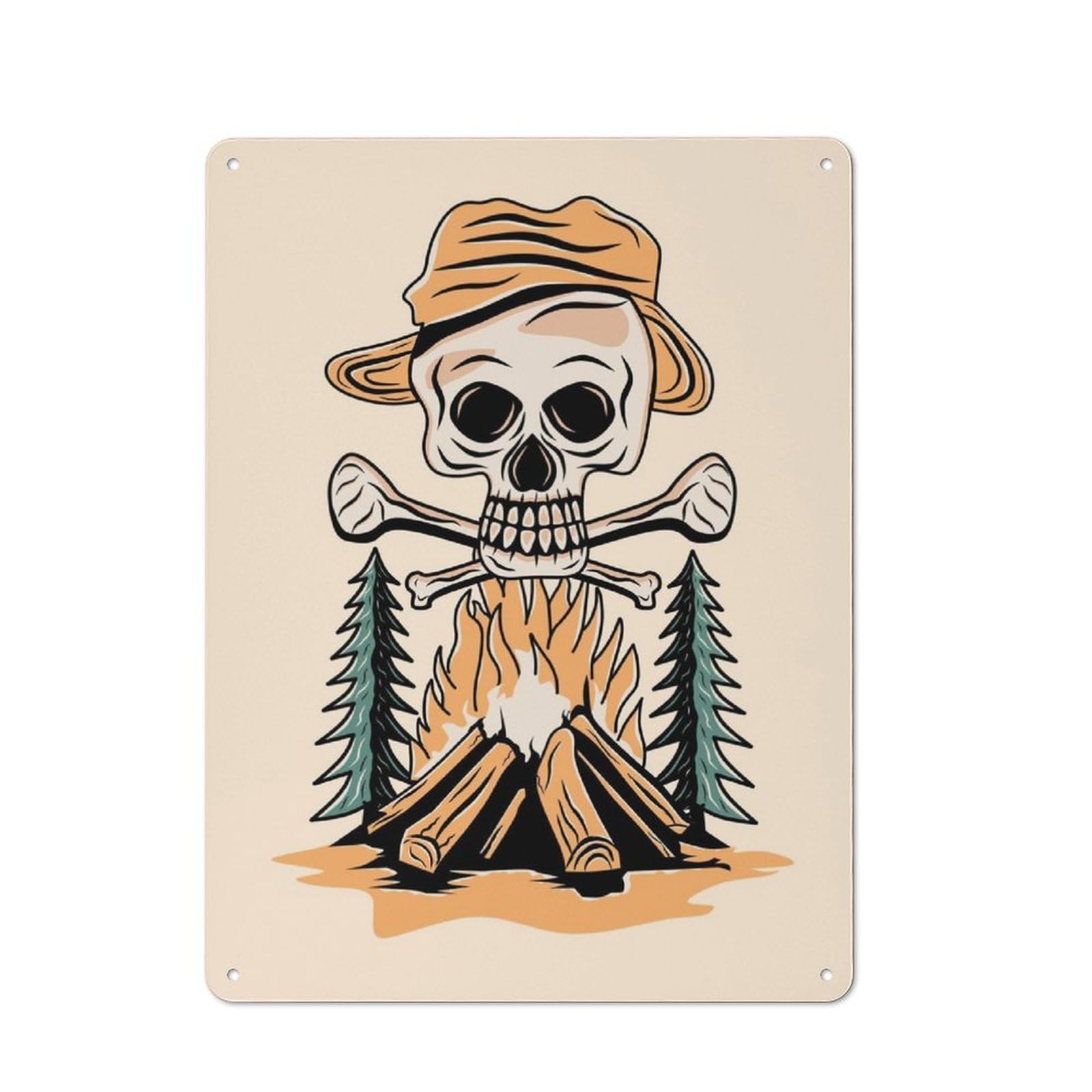 Junmoney Skull Dangers Industrial Metal Wall Decor 40X30cm, Metal Wall Sign For Tool Room, Garage, Studio Or Home Bar
