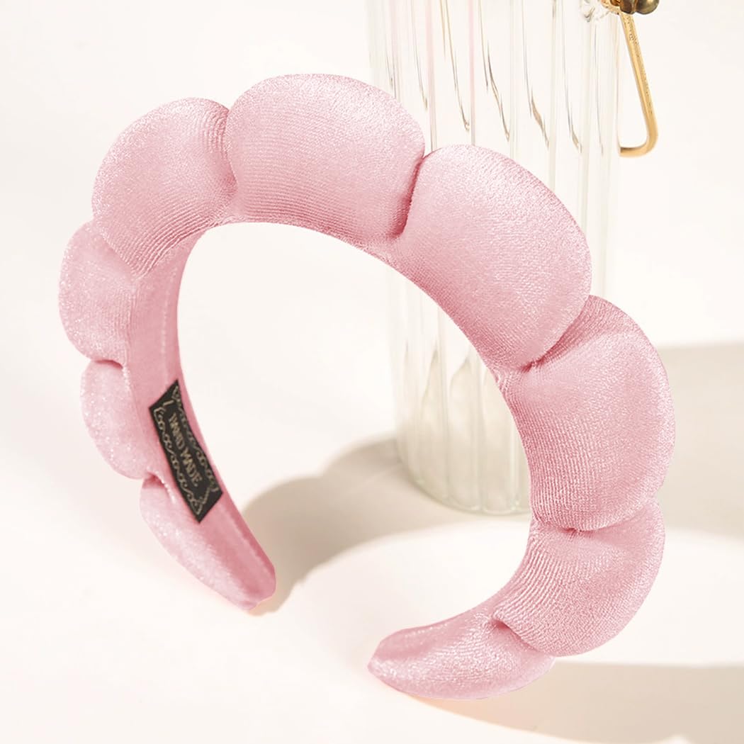 Spa Headbands Puffy Makeup Skincare Headbands for Washing Face or Facial Terry Cloth Fabric Shower Hair Accessory for Makeup Removal Shower Skin Treatment(Pink) - Image 4