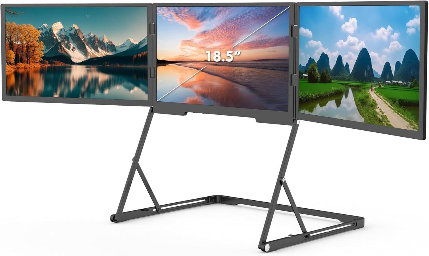 15.6" Portable Triple Monitor for Laptop, Full HD Ips Screen Extender, Play USB-C/HDMI Multi-screen Display, With 360° Rotation Adjustable Viewing Angles, For Windows, Macbook, Linux-picture-17