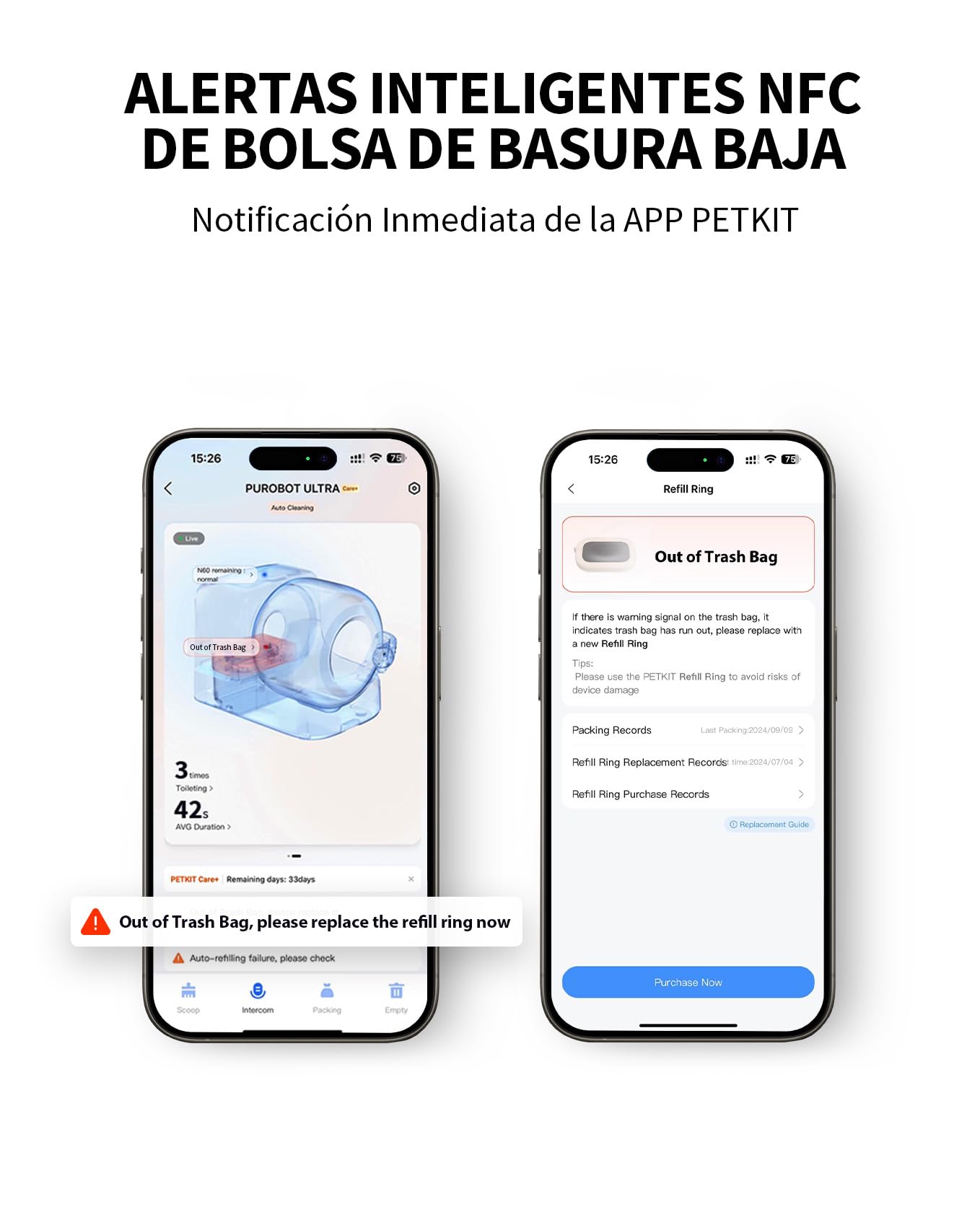 PETKIT Bolsa de arena para gatos PUROBOT Ultra autolimpiable, 4 rollos, gran capacidad, bolsas de basura para areneros autolimpiables
