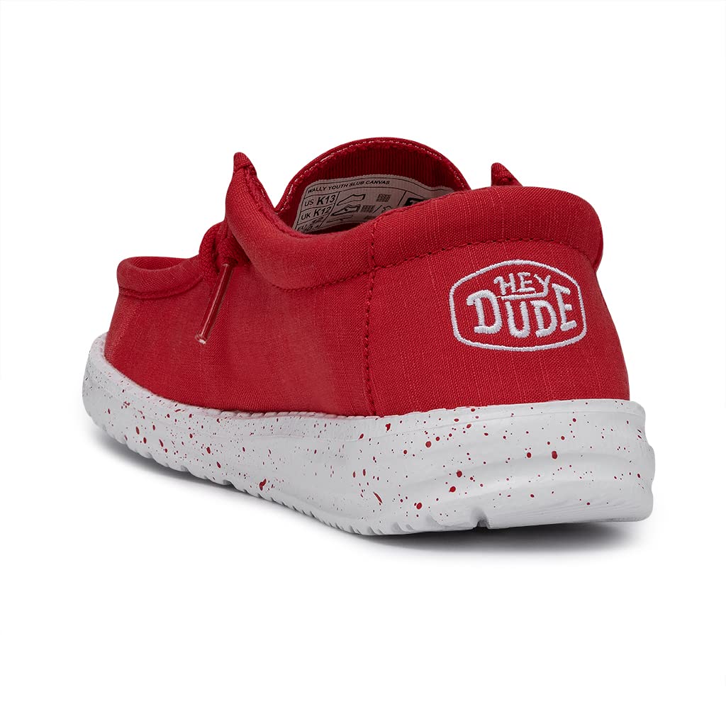 Hey Dude Wally Youth Slub Canvas Moccasin, czerwony, 34 EU, czerwony, 34 EU