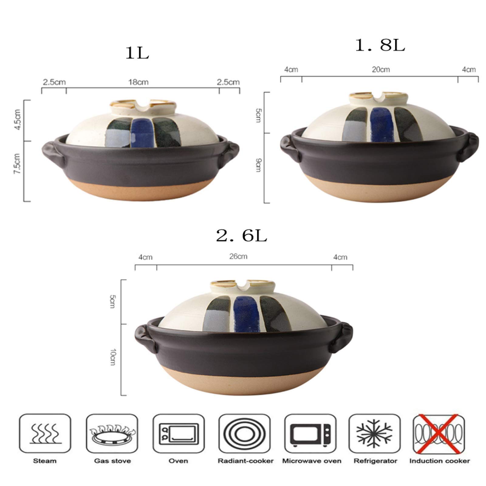 garnek gliniany, Nowoczesne naczynia Premier z pokrywką, artykuły gospodarstwa domowego, ceramiczny garnek wolnowarny, odporny na temperaturę, gliniany do gotowania zupy(2800ml)