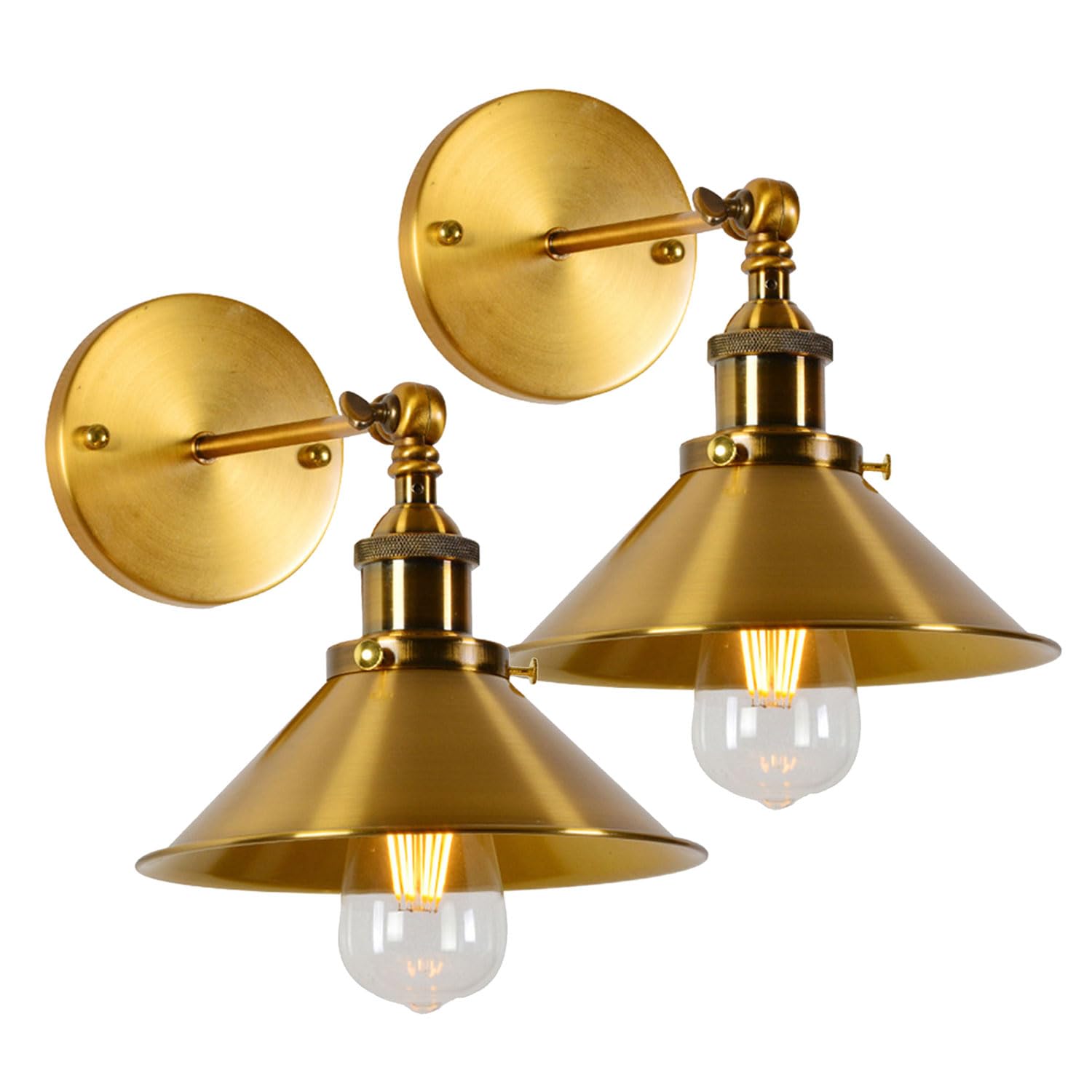 Moddeny Gold/Light Vintage Porch Wall Fixtures, Gooseneck Wall Mount Wall Sconce Anti-Rust Waterproof Iron Outdoor Wall Lights Retro Farmhouse Gooseneck Wall Sconce For Porch, Garage, Patio